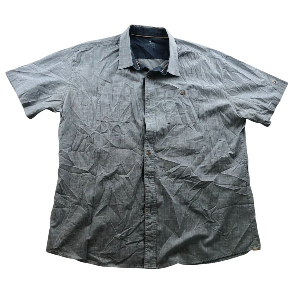 Kühl Men Shirt Size XXL Short Sleeve Button Up Blue Classic Casual Travel Pocket